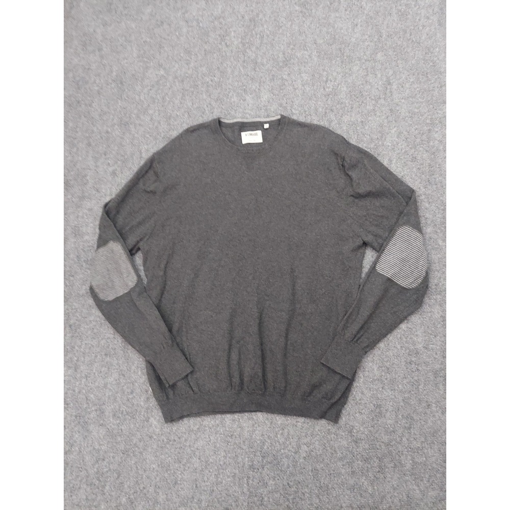 Linksoul Sweater Mens Large Gray Elbow Patches Golf Tempus Fugit Crew Neck